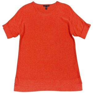EILEEN FISHER Tencel Silk Pullover Short Sleeve Sweater Orange | Size Small